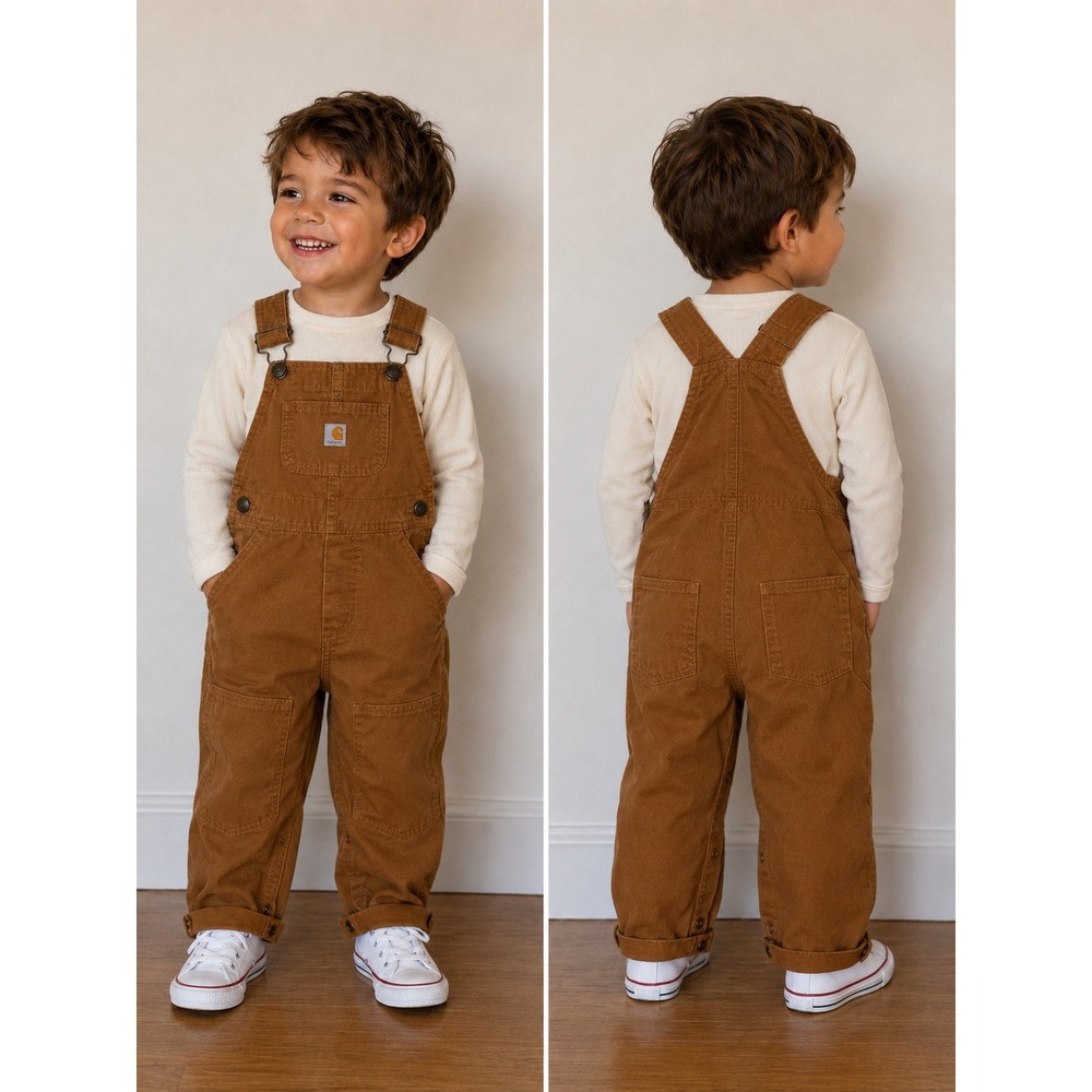Carhartt Kids Brown Duck Canvas Bib Overalls 24M Toddler Workwear
